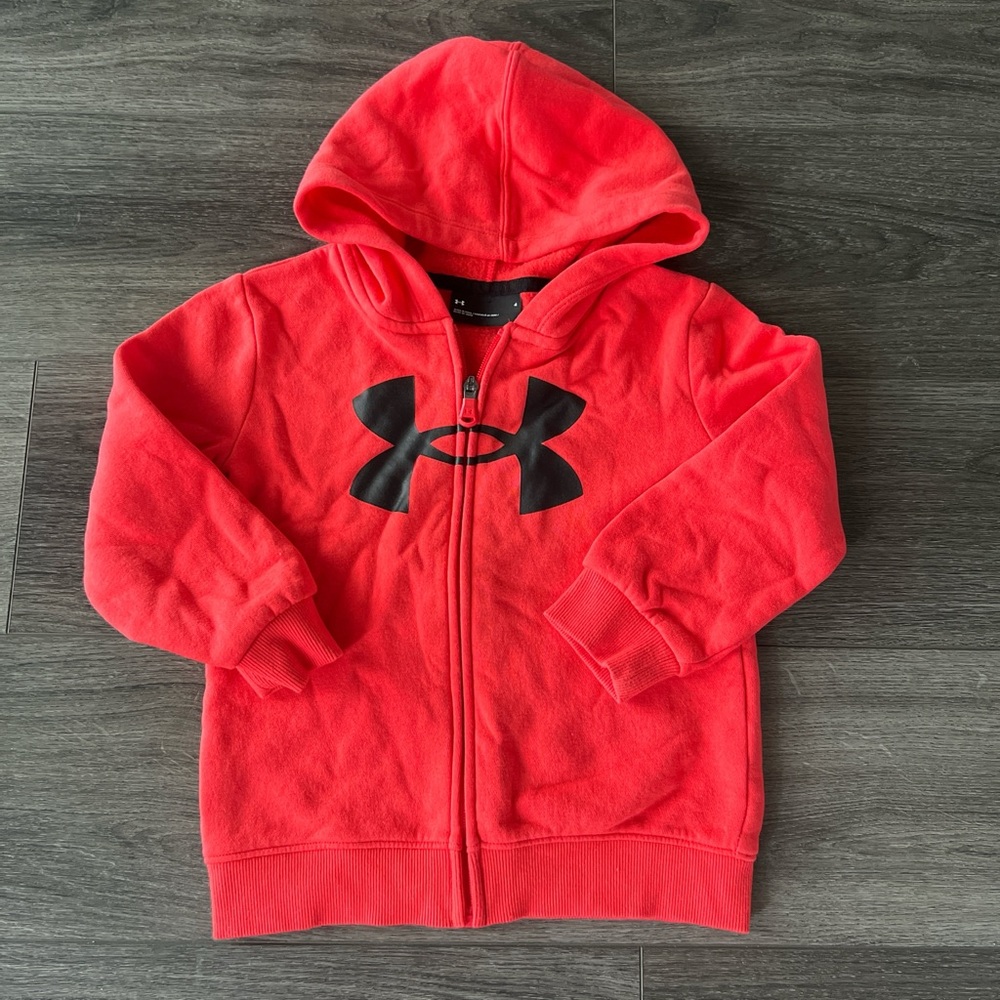 Under Armour Orange Red zip up hoodie sz 7